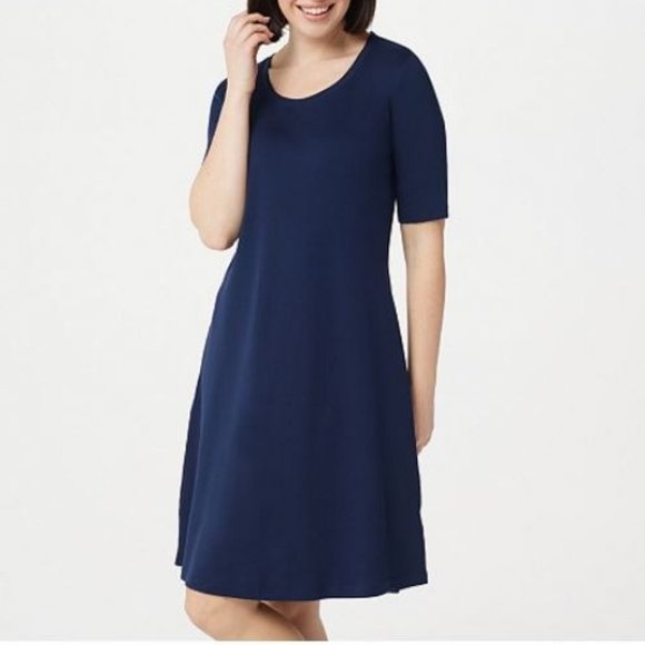 Isaac Mizrahi Dresses & Skirts - Isaac Mizrahi Pima Cotton Elbow- Sleeve Dress 2865